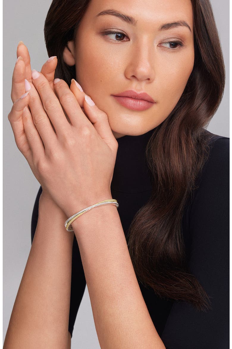 Caviar Lux Diamond Bangle, Alternate, color, SILVER/ DIAMOND