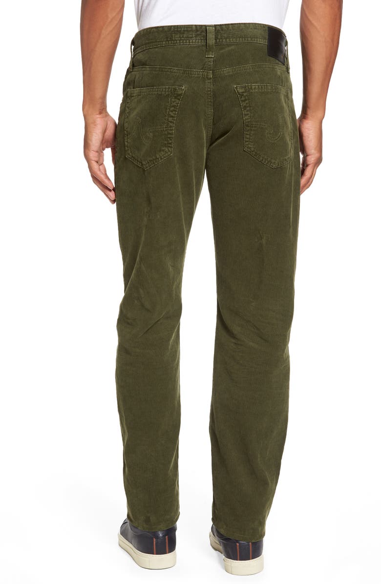 AG 'Graduate' Tailored Straight Leg Corduroy Pants, Alternate, color, Sulfur Climbing Ivy