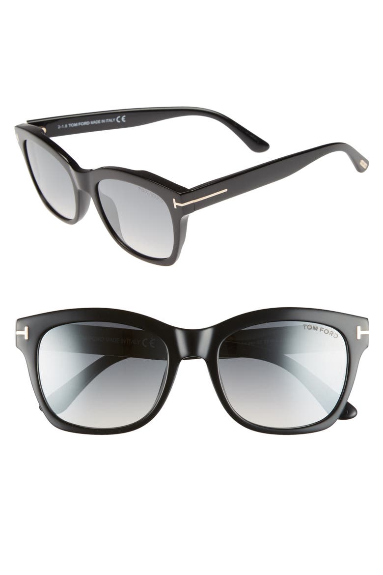 Lauren 52mm Sunglasses, Alternate, color, SHINY BLACK/ SMOKE MIRROR