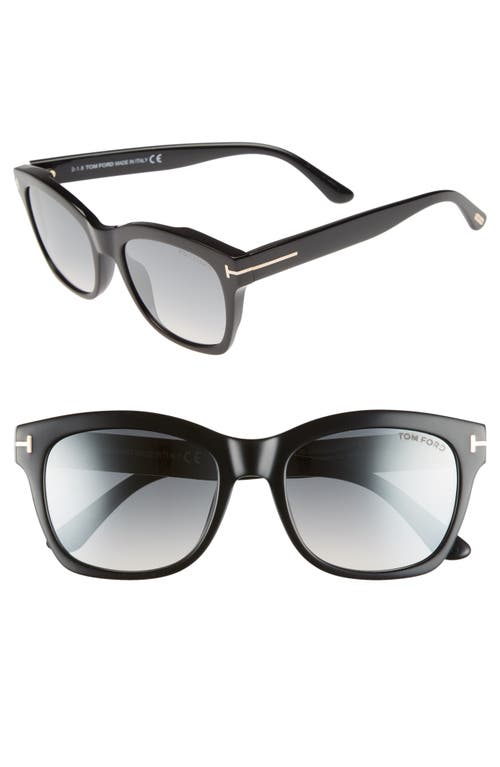 Tom Ford Lauren 52mm Square Sunglasses In Shiny Black/smoke Mirror
