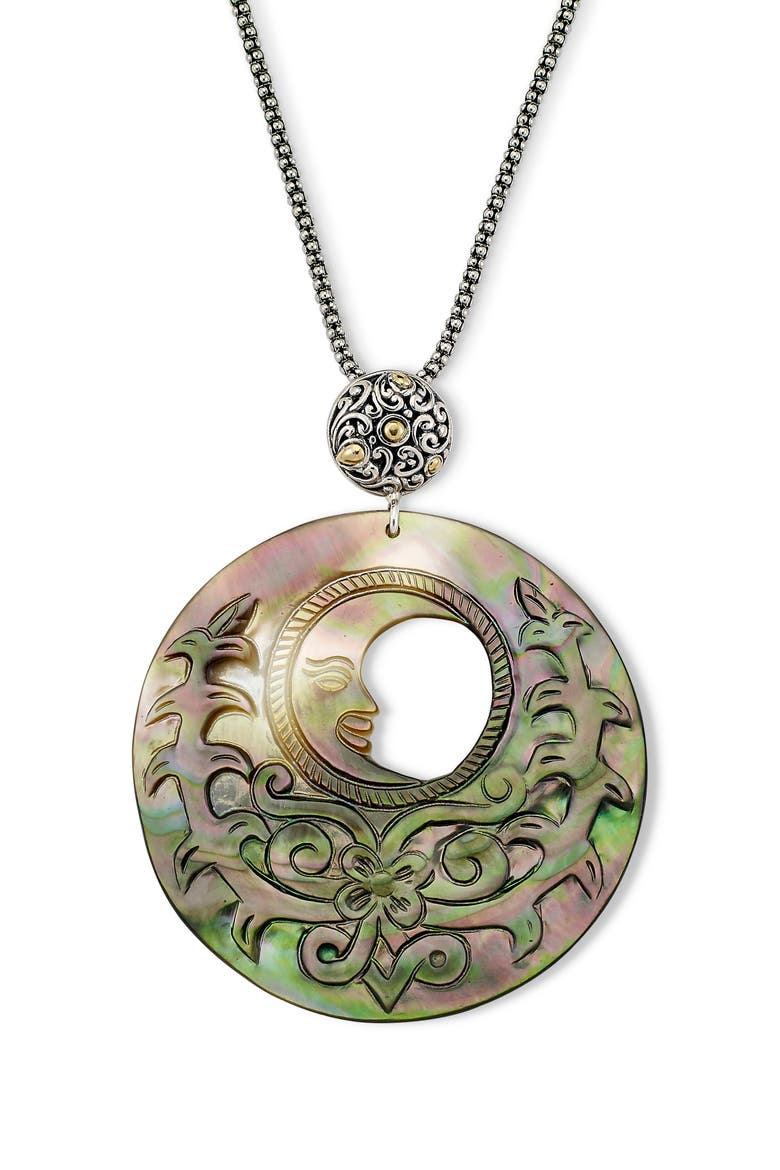 Moon Pendant Necklace, Main, color, GREY