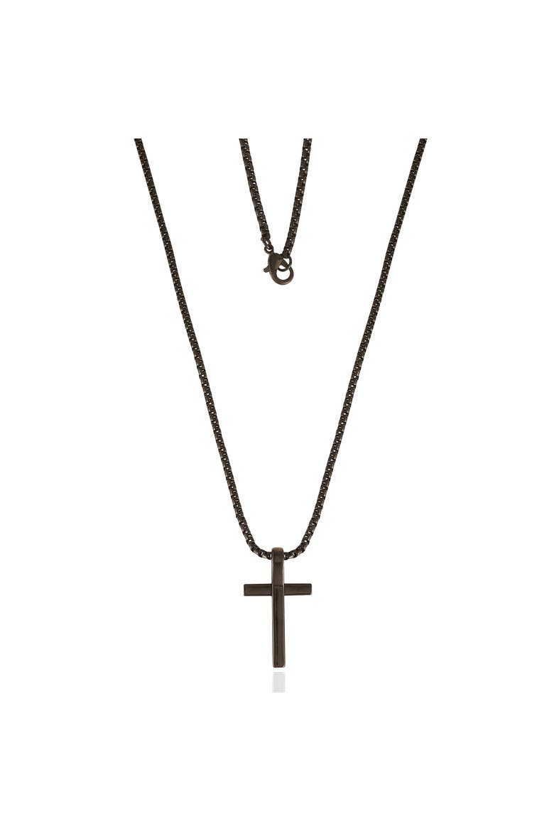 Black Cross Pendant 22" Chain, Alternate, color, Black