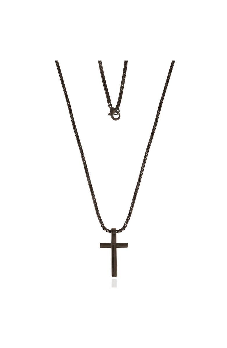 Lucky Brand Black Cross Pendant 22" Chain, Alternate, color, Black