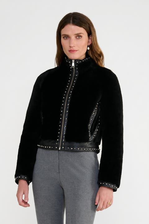 Harper Shearling Studded Jacket