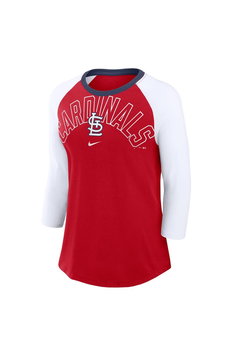 Nike Women's Nike Red/White St. Louis Cardinals Knockout Arch 3/4-Sleeve Raglan Tri-Blend T-Shirt, Alternate, color, Red