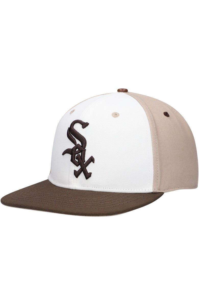 PRO STANDARD Men's Pro Standard White/Brown Chicago White Sox Chocolate Ice Cream Drip Snapback Hat, Alternate, color, 