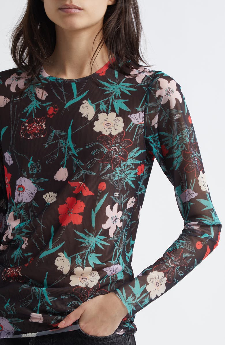 Marimekko Varitys Perenna Floral Jersey Top, Alternate, color, Black