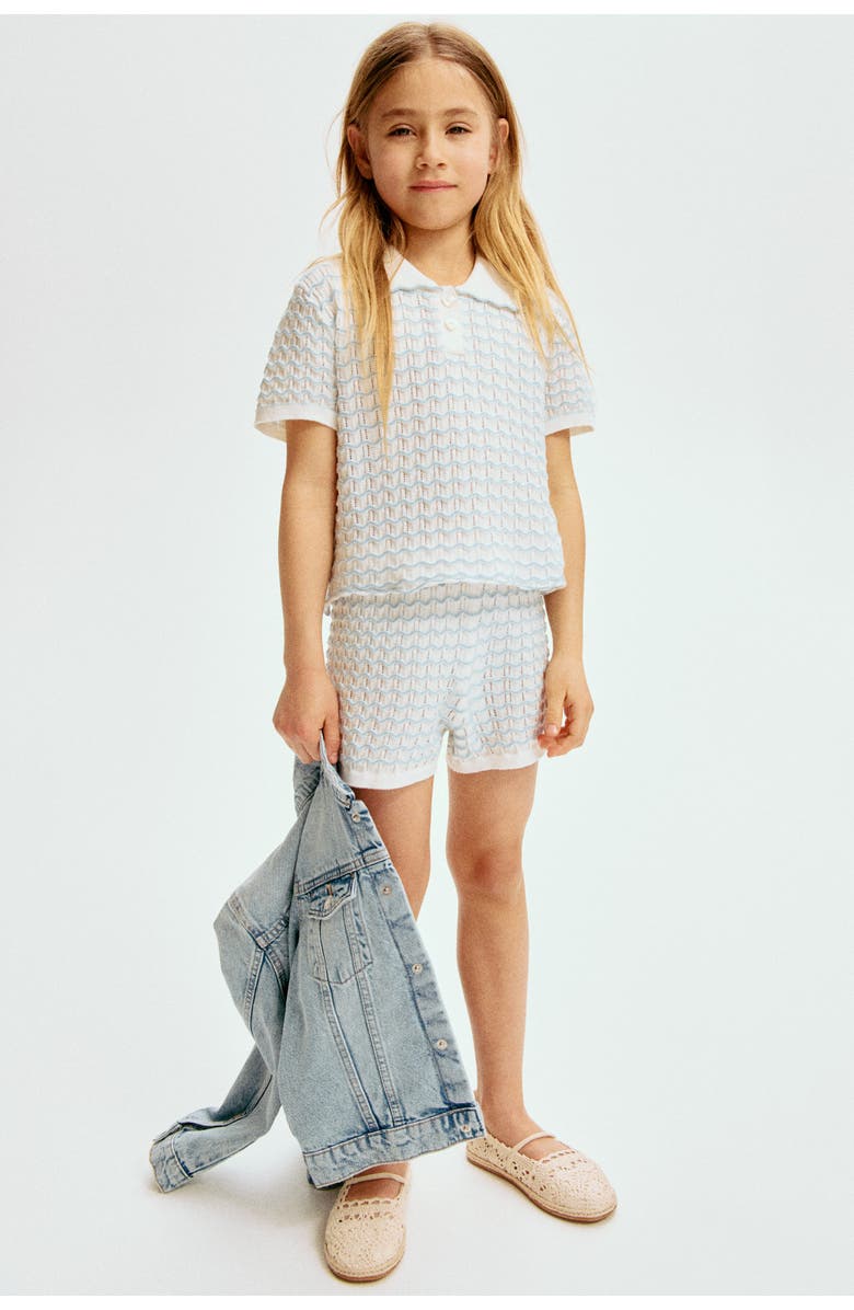 H&M 2-piece pointelle-knit set, Alternate, color, White/Zigzag Pattern