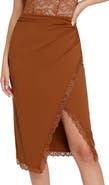 Popilush Shapewear Slimming Lace Trim Midi Wrap Skirt