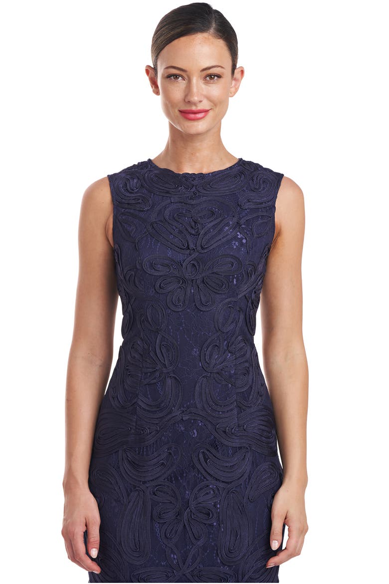 Meli Soutache Cocktail Midi Dress, Alternate, color, NAVY
