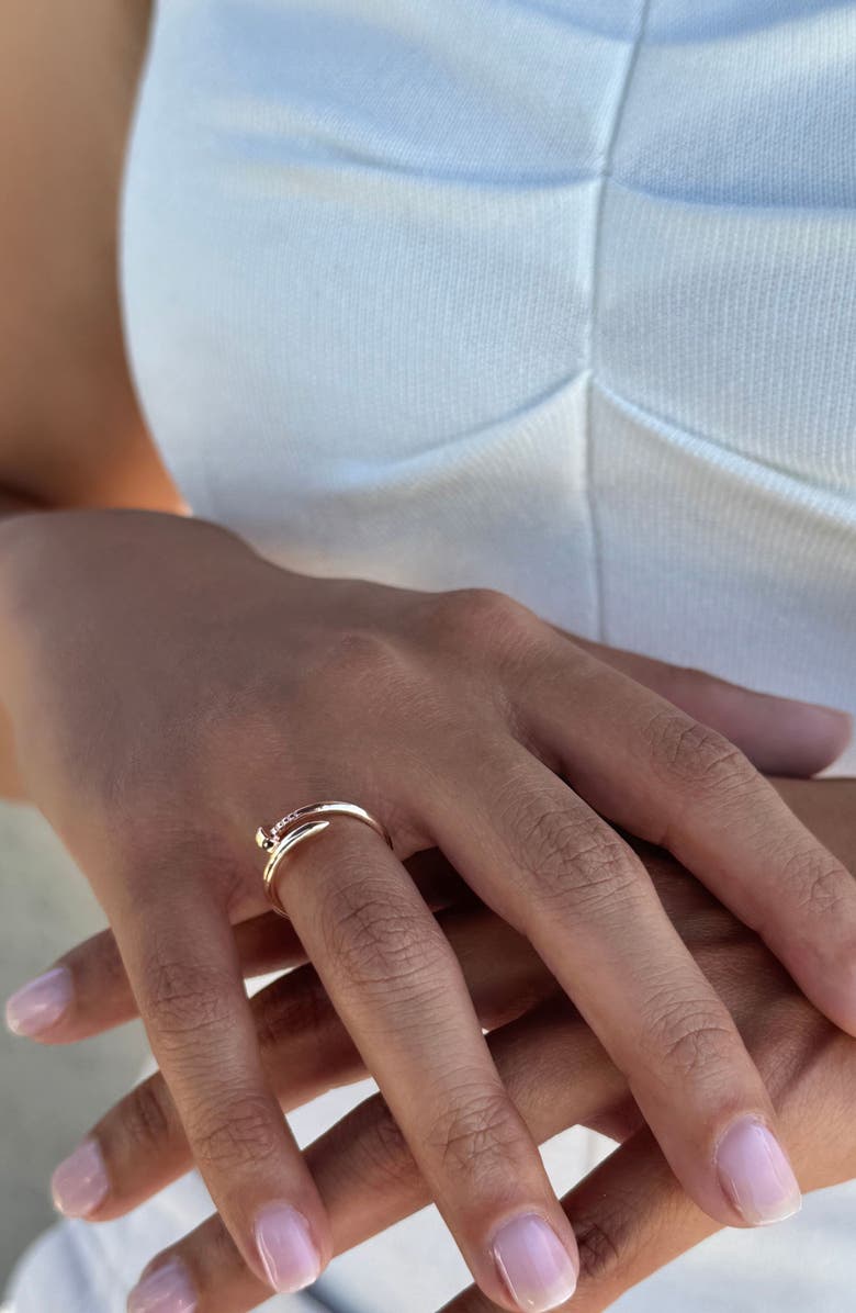 Adornia Crossover Nail Ring, Alternate, color, Pink Gold