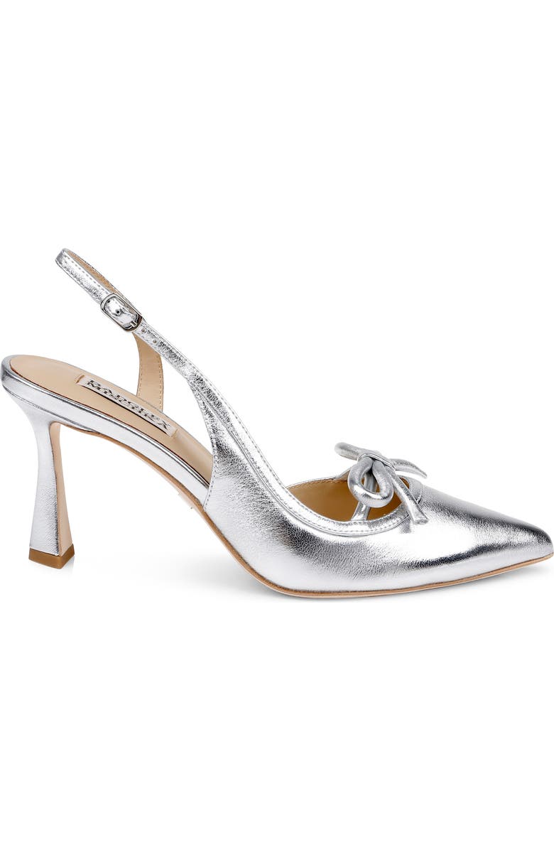 Badgley Mischka Bridal Georgie Slingback Half d'Orsay Pointed Toe Pump, Alternate, color, Silver Leather