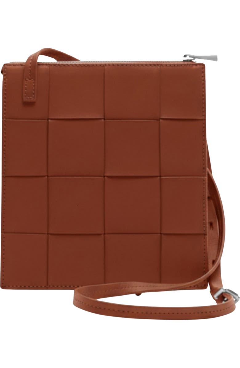 Ecotorie Polly Woven Leather Crossbody Bag, Main, color, Cognac