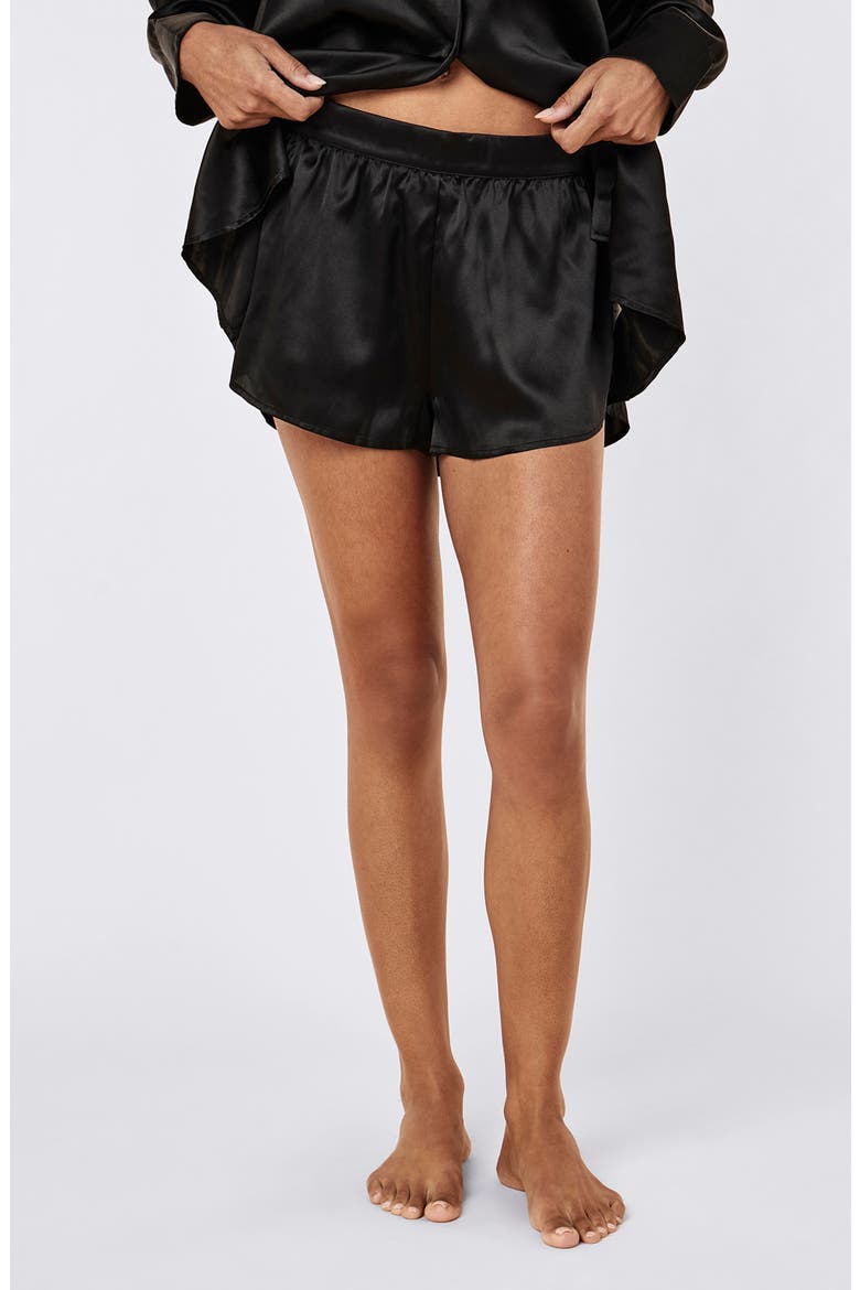 Audrey Mulberry Silk Boxer Shorts, Main, color, BLACK