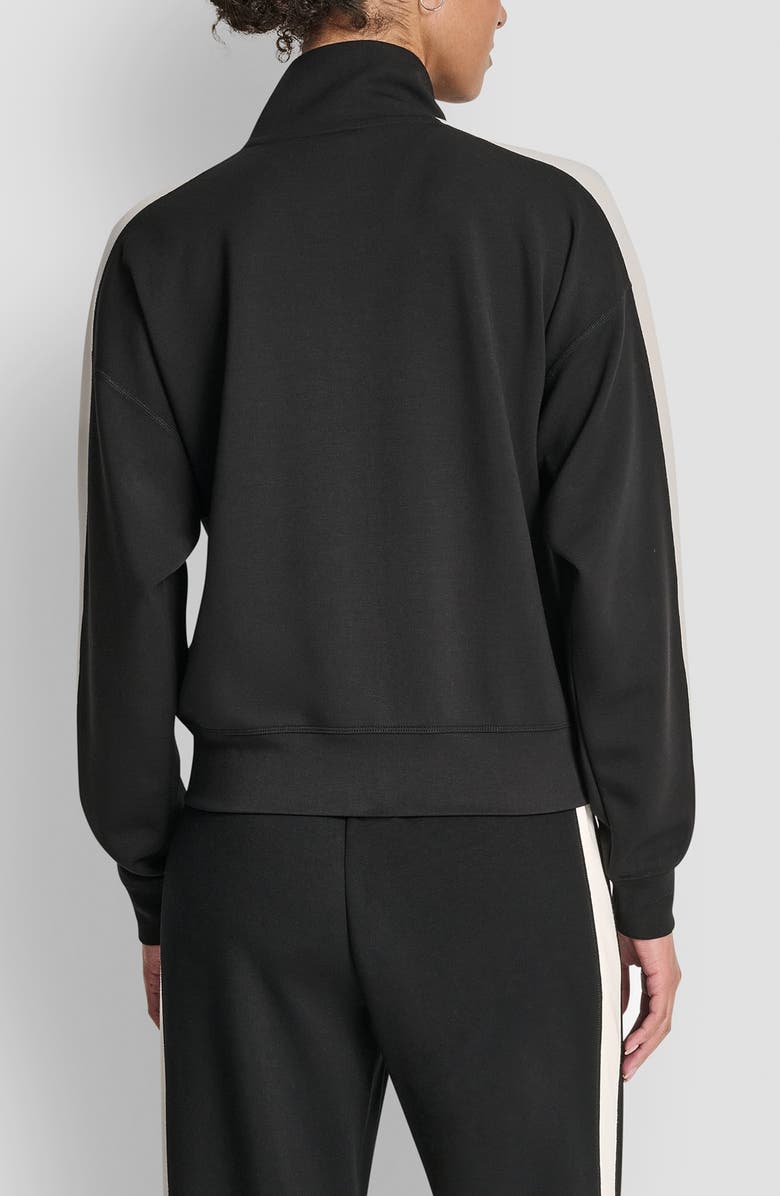DKNY Stripe Full Zip Track Jacket, Alternate, color, Black/ Eggnog