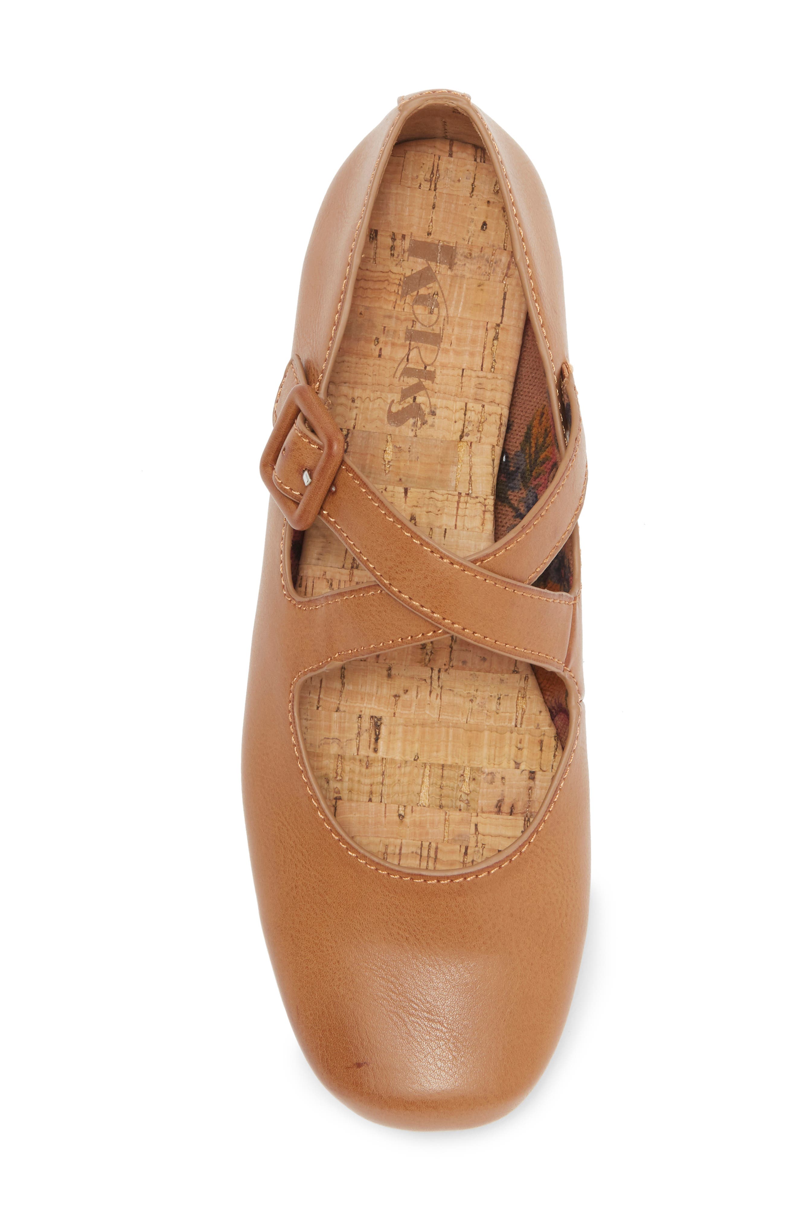 Paige Crossover Mary Jane Flat, Alternate, color, TAN