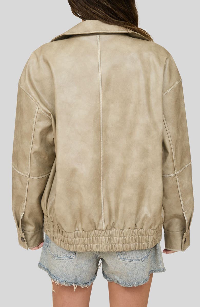 Blu Pepper Bomber Faux Leather Jacket, Alternate, color, Light Khaki