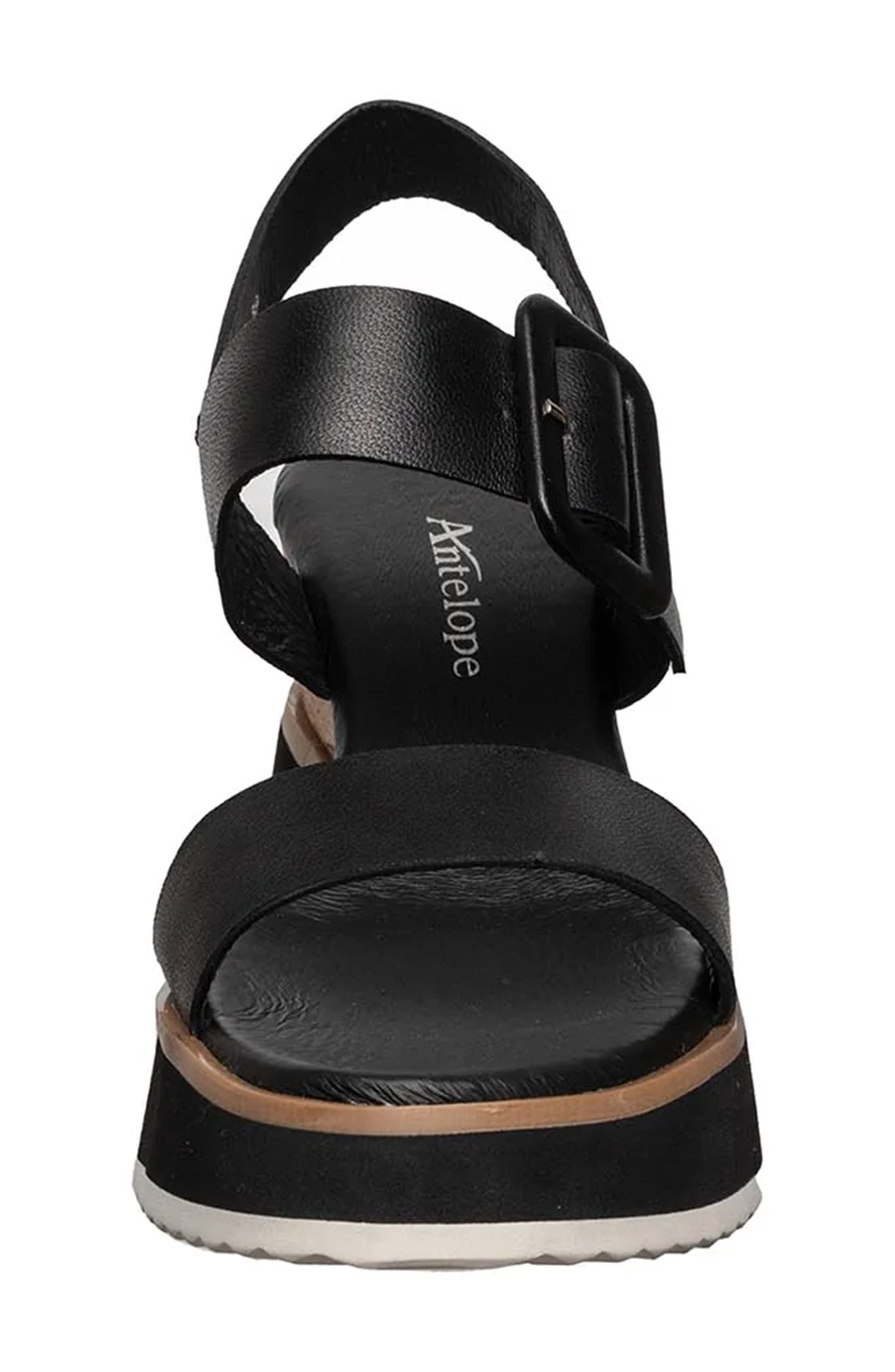 ANTELOPE Dinah Wedge Sandal, Alternate, color, Black