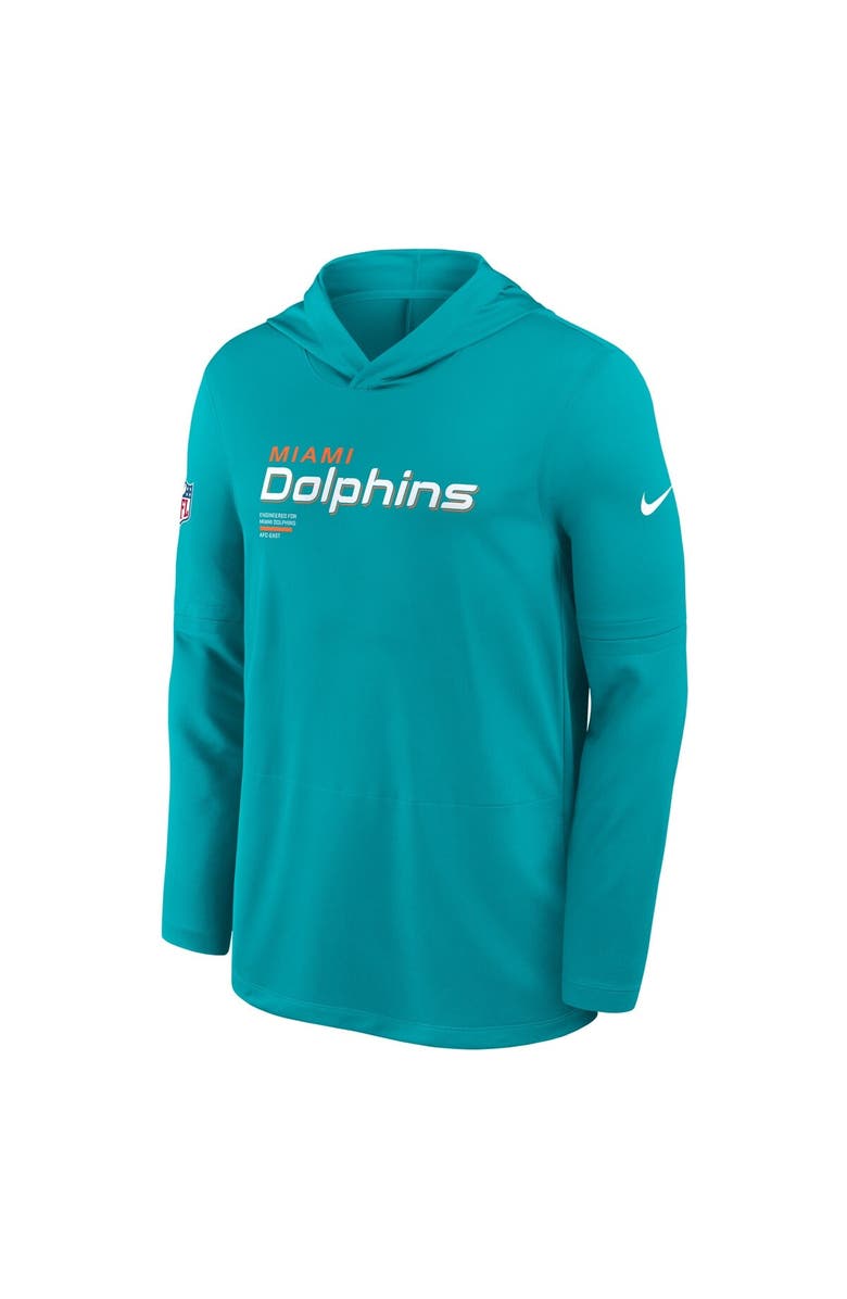 Nike Men's Nike Aqua Miami Dolphins Sideline Pure Fury Dri-FIT Long Sleeve Hoodie T-Shirt, Alternate, color, Aqua