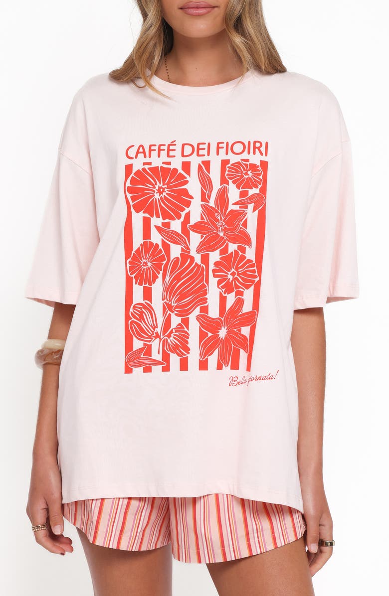 Petal & Pup Caffe Dei Fiori Oversize Cotton Graphic T-Shirt, Main, color, 