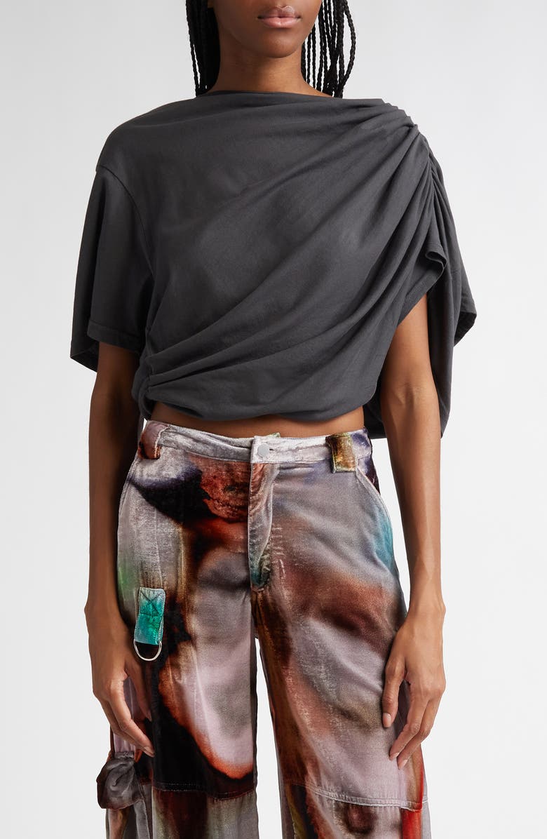 Collina Strada Eva Draped Organic Cotton Crop Top, Main, color, 