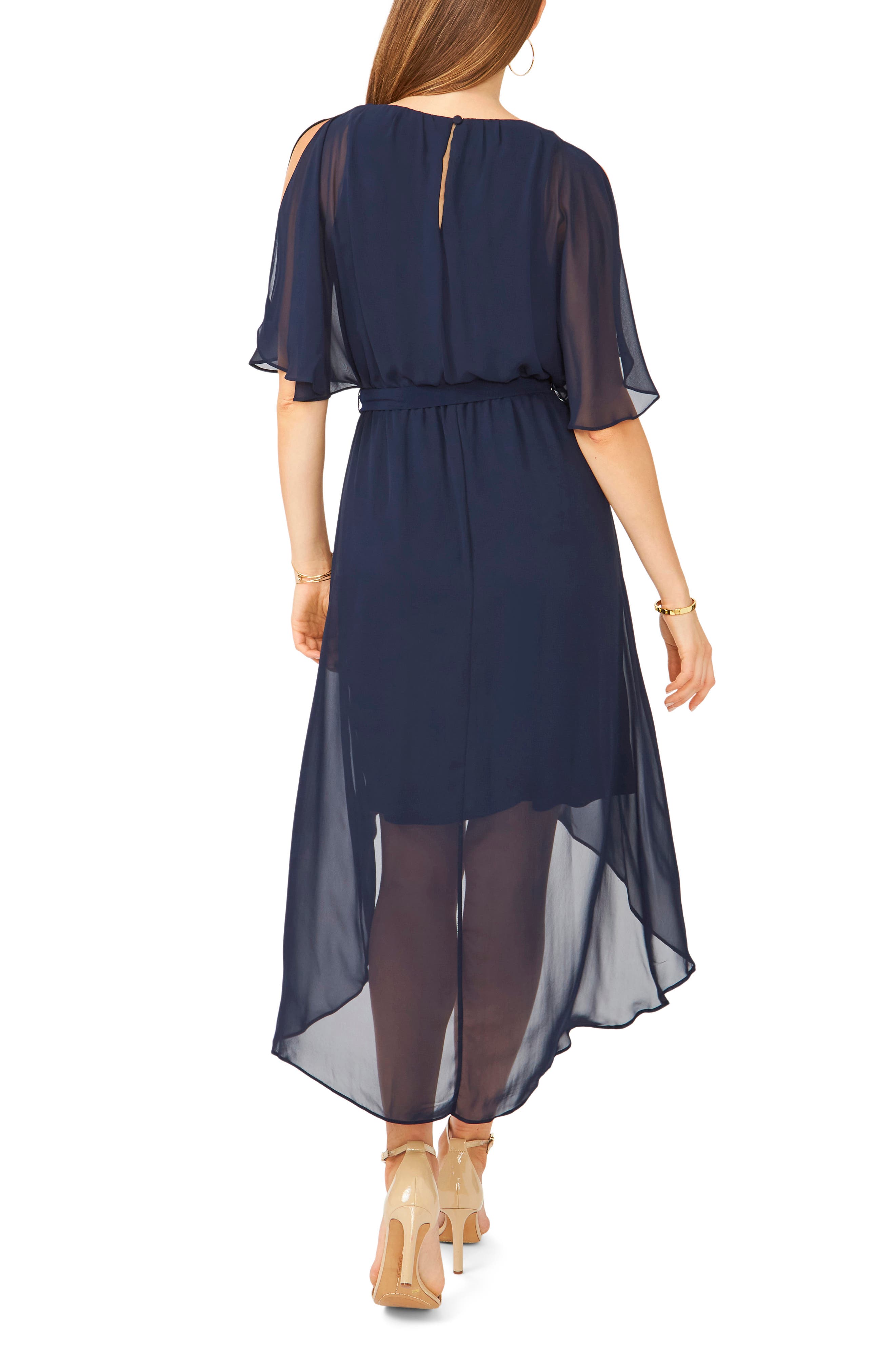 Flutter Sleeve High-Low Chiffon Dress - image 2