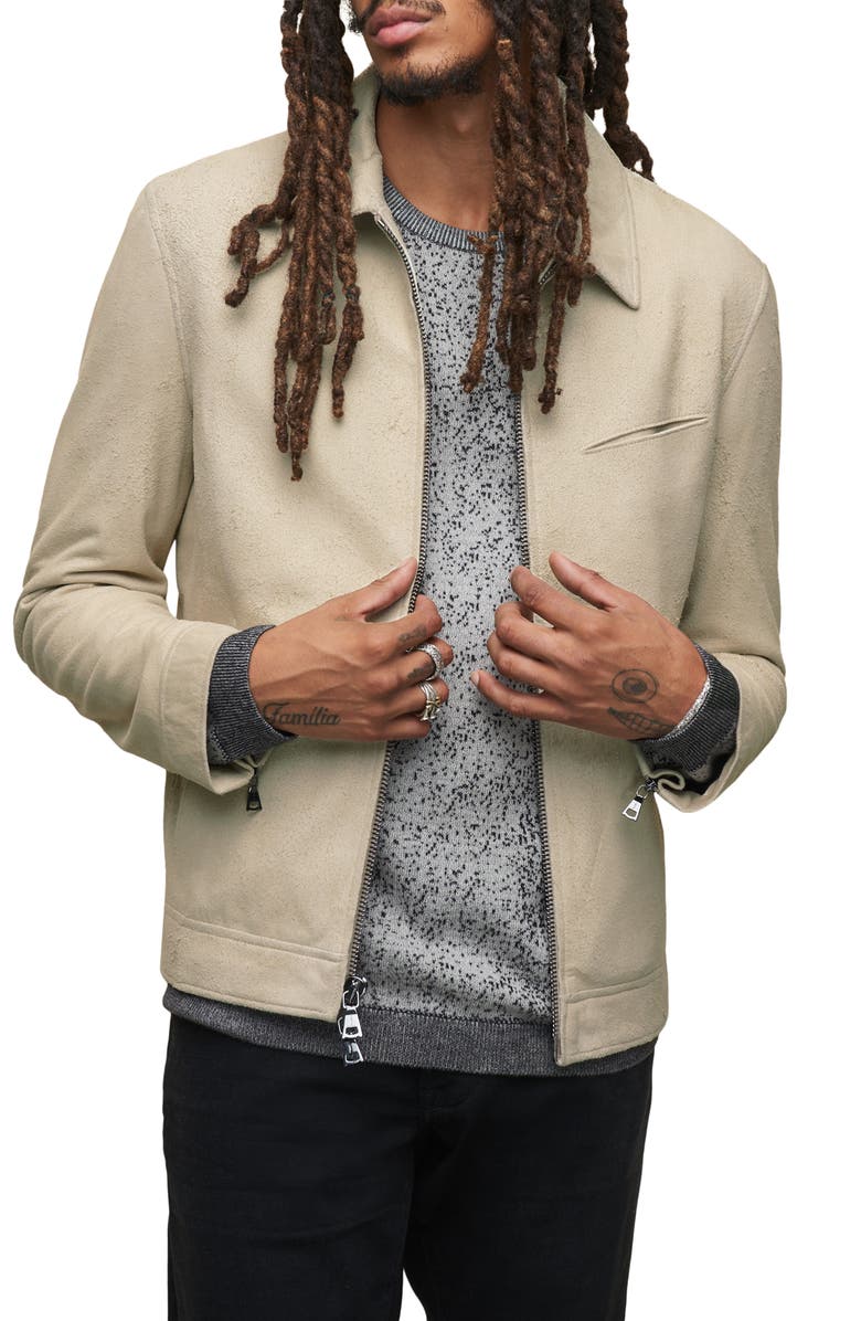 John Varvatos Slim Fit Leather Jacket, Main, color,