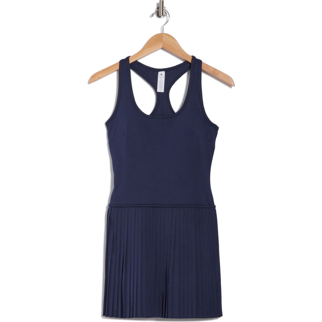 Yogalicious Lux Hybrid Net Motion Racerback Dress In Naval Academy