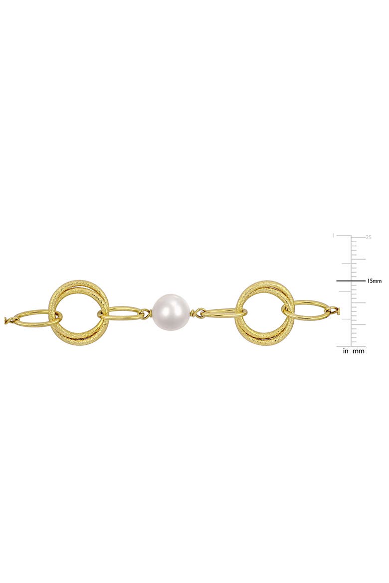 Cultured Freshwater Pearl & Circle Link Necklace & Bracelet Set, Alternate, color, GOLD