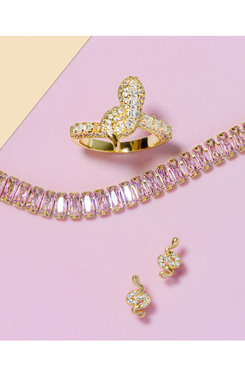 Mazin Jewels Mini Snake Studs, Alternate, color, Gold