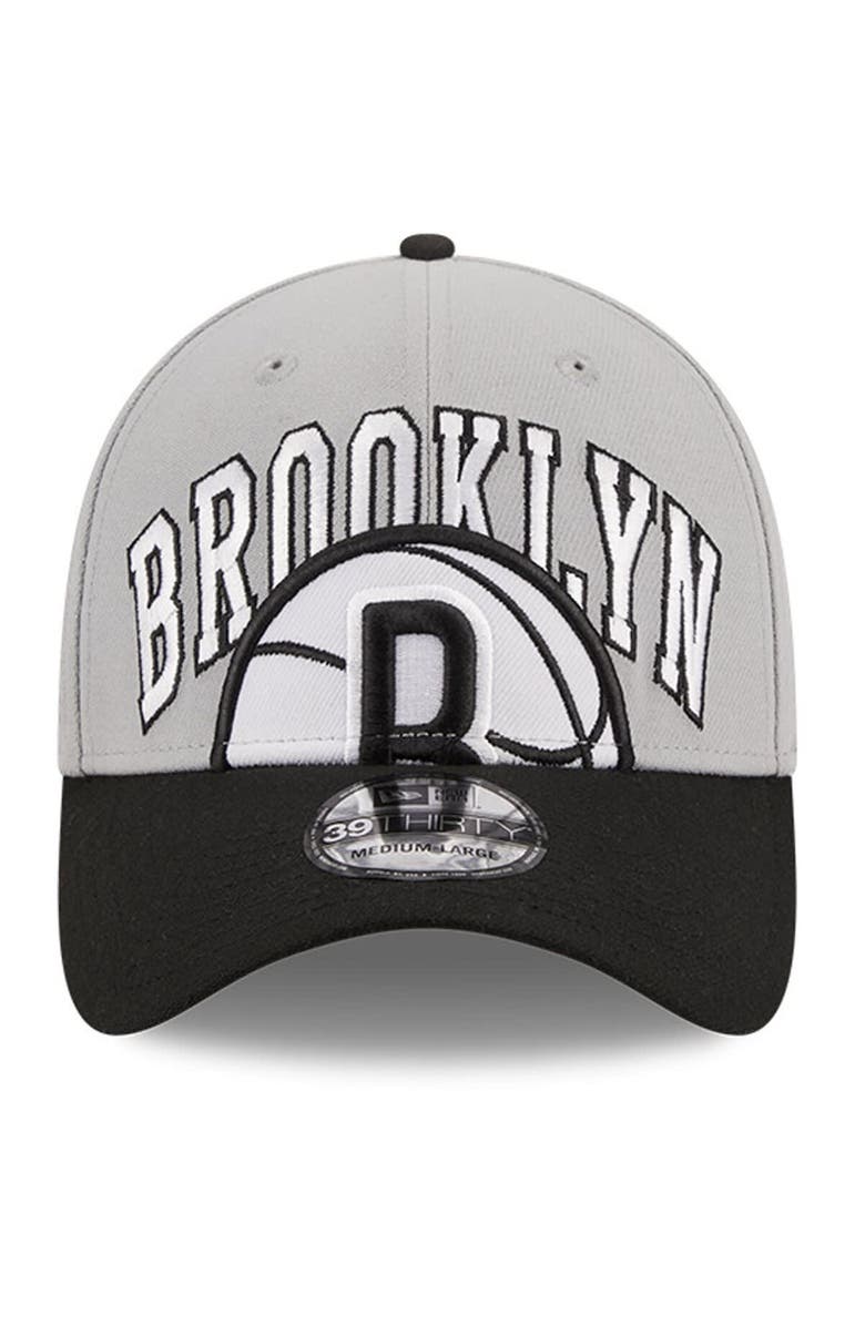 New Era Men's New Era Gray/Black Brooklyn Nets Tip-Off Two-Tone 39THIRTY Flex Hat, Alternate, color, 