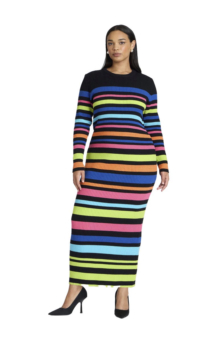 ELOQUII Variegated Stripe Maxi Dress, Main, color,