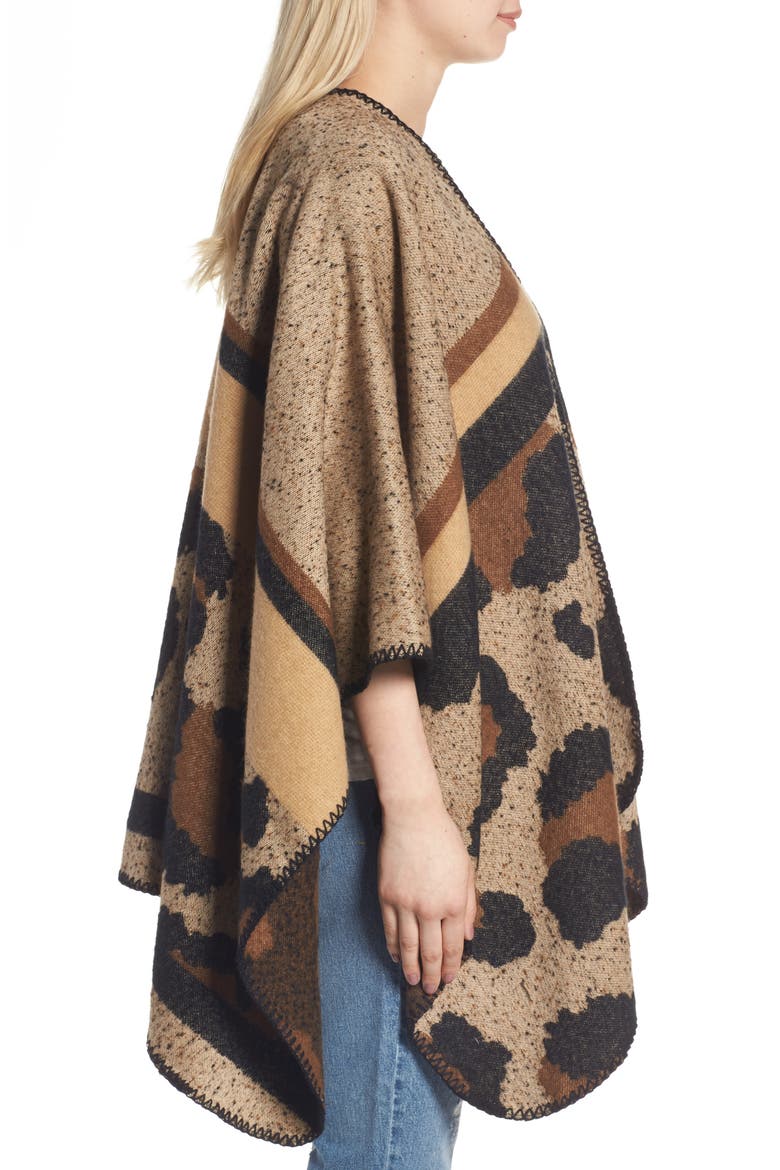 BP Leopard Print Ruana, Alternate, color, BROWN MULTI