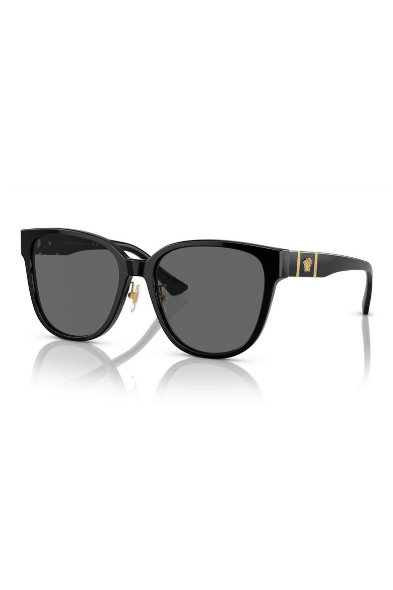 57mm Square Sunglasses, Alternate, color, BLACK
