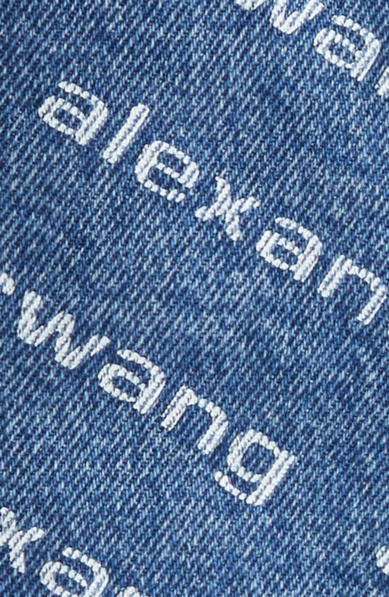 Alexander Wang Bite Logo High Waist Cutoff Denim Shorts, Alternate, color, Deep Blue/White