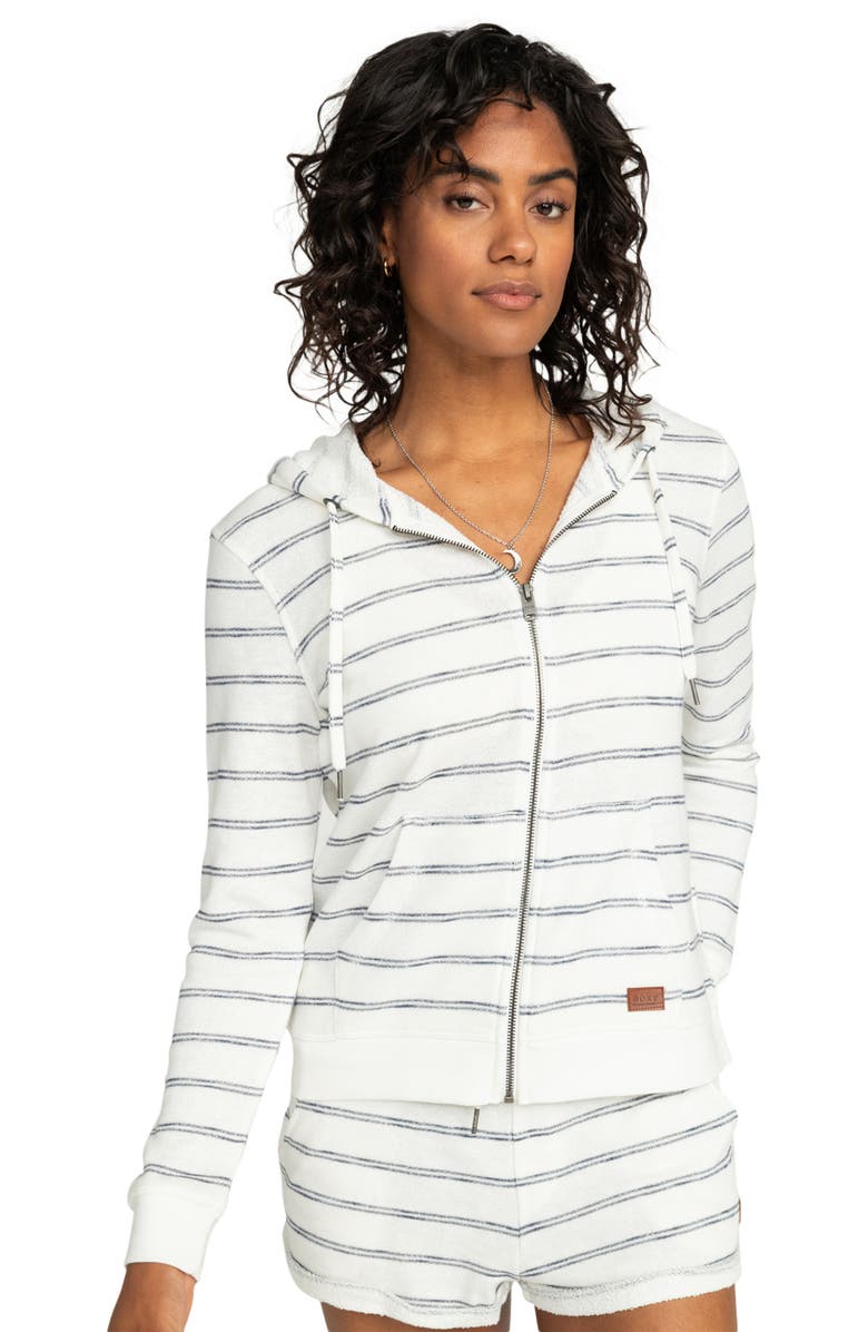 Roxy Perfect Wave Stripe Hoodie, Alternate, color, Snow White