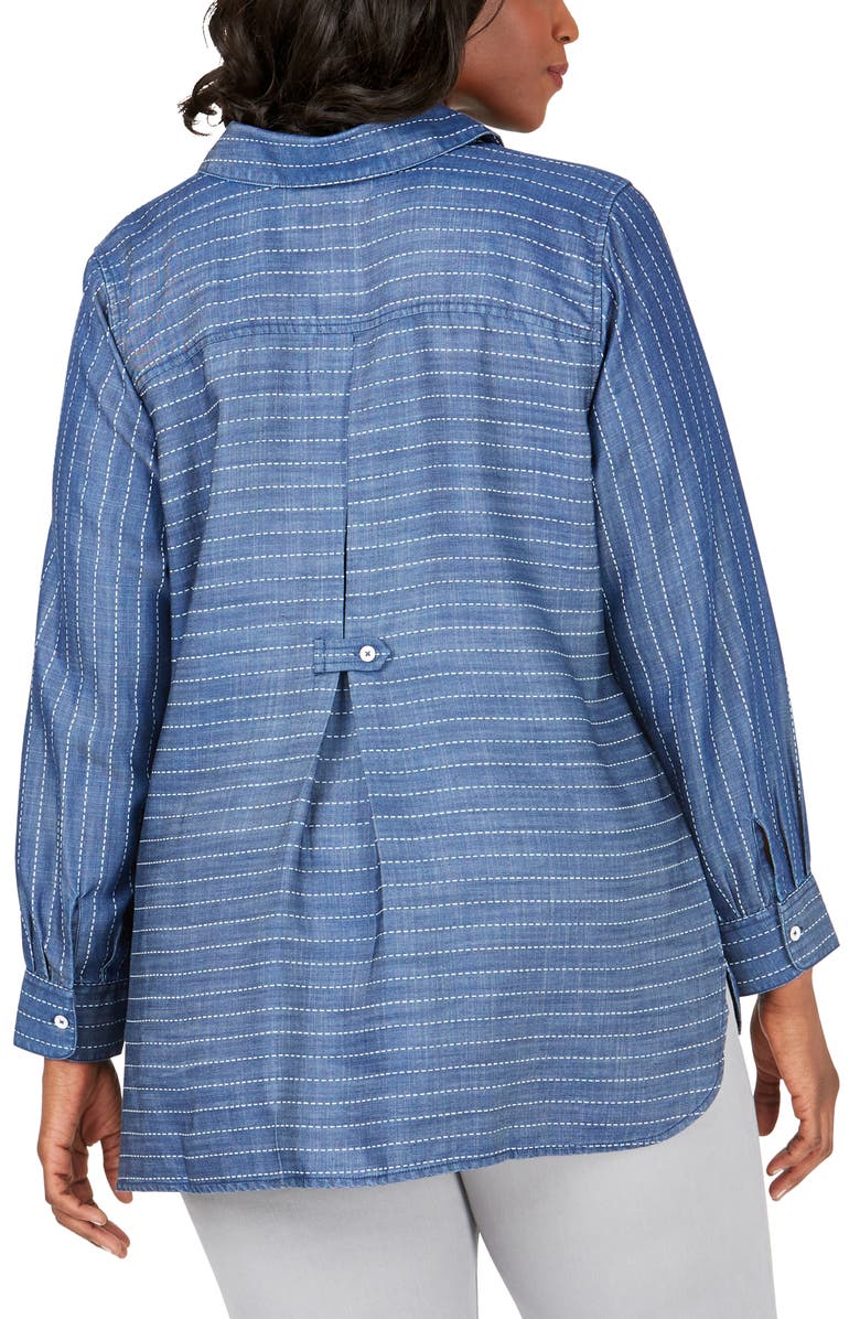 Foxcroft Brycen in Stitch Stripe Tencel<sup>®</sup> Lyocell Shirt, Alternate, color, 
