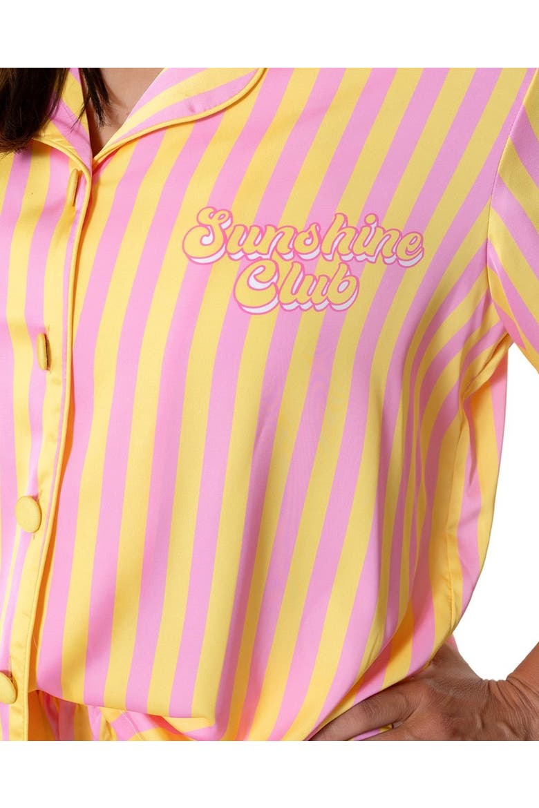 Sunshine Club Silky Short Sleeve Pants Set, Alternate, color, Yellow Stripe