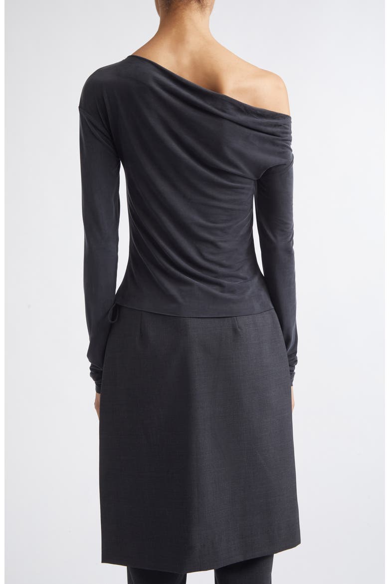 Cupro Jersey Long Sleeve Top, Alternate, color, BLACK