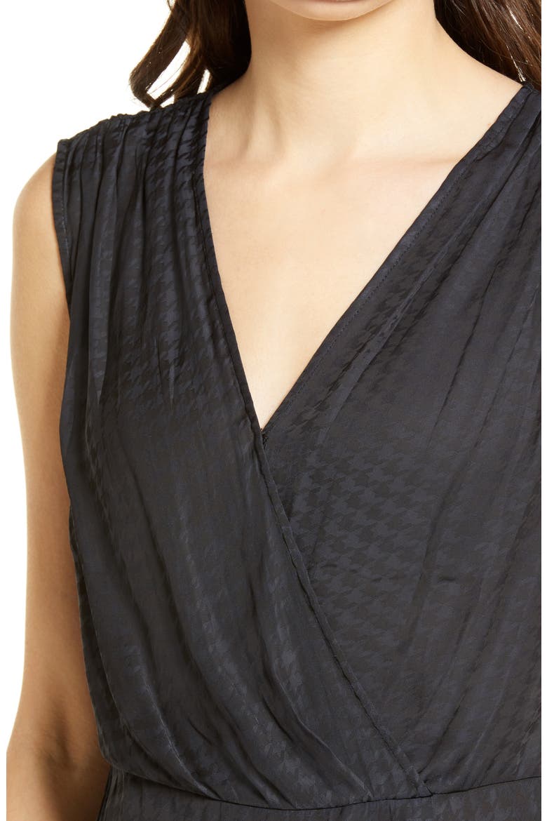 Houndstooth Satin Drape Top, Alternate, color, BLACK