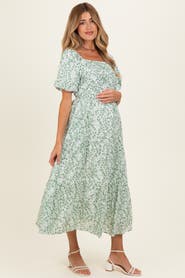 PinkBlush Floral Smocked Short Sleeve Midi Dress
