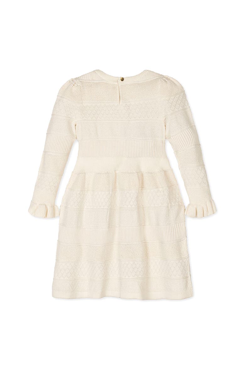 Hope & Henry Kids' Organic Long Sleeve Ruffle Cuff Sweater Dress, Alternate, color, Ivory Textured Stripe
