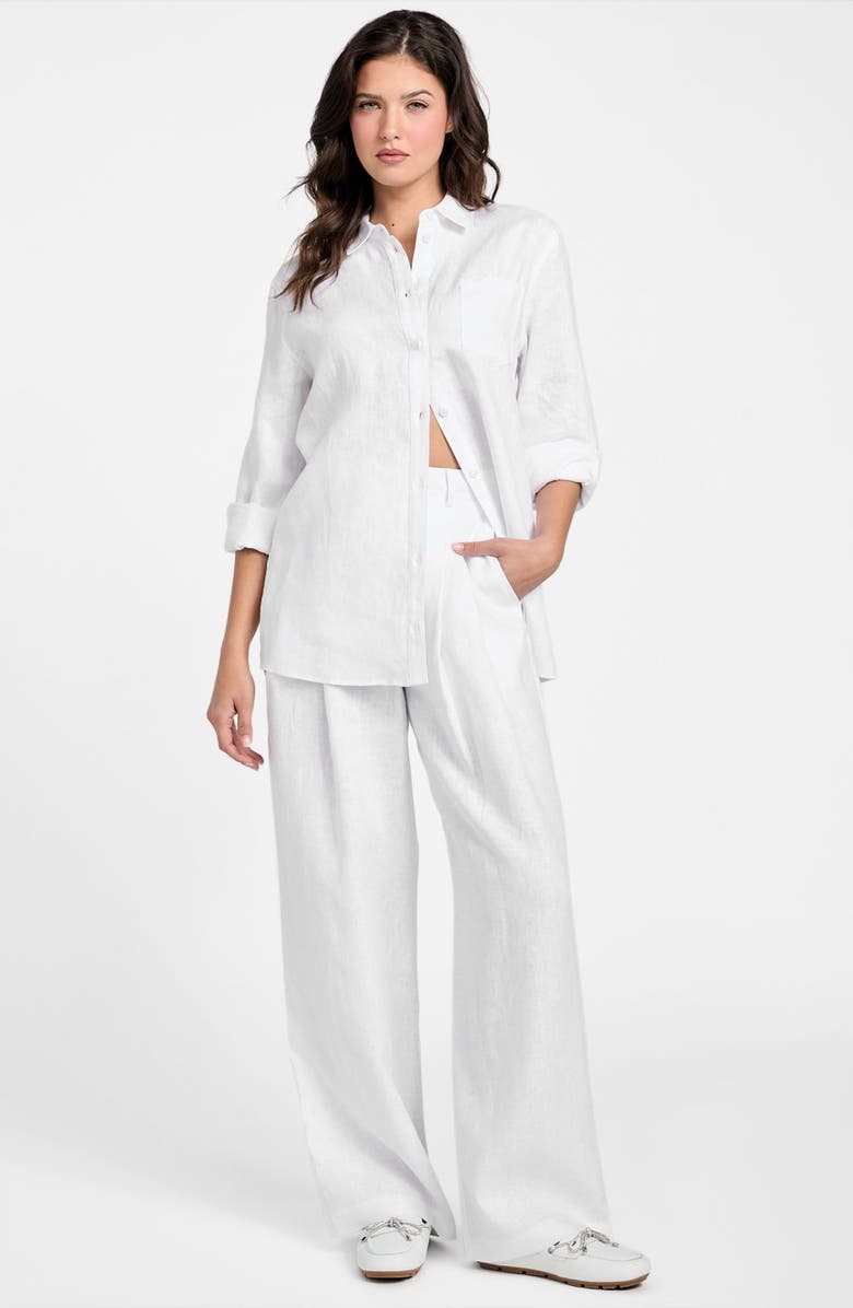 GUESS Jenny High Waist Wide Leg Linen Pants, Alternate, color, 