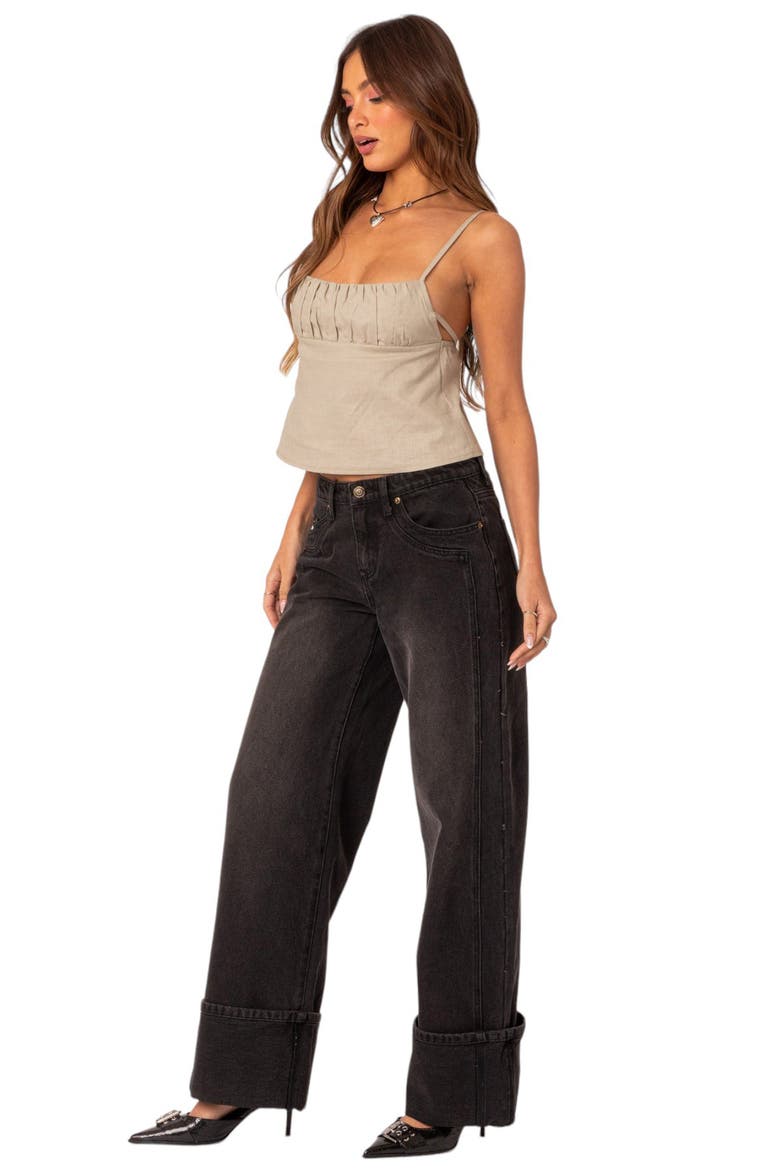 Vesper Cuffed Wide Leg Jeans, Alternate, color, BLACK