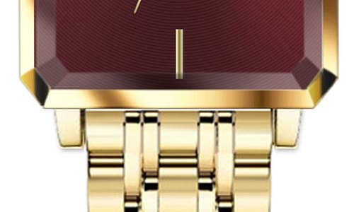 Alfred Sung Octavia Octagon Stainless Steel Bracelet Watch, 19.5mm X 24mm In Gold Bracelet Burgundy Dial