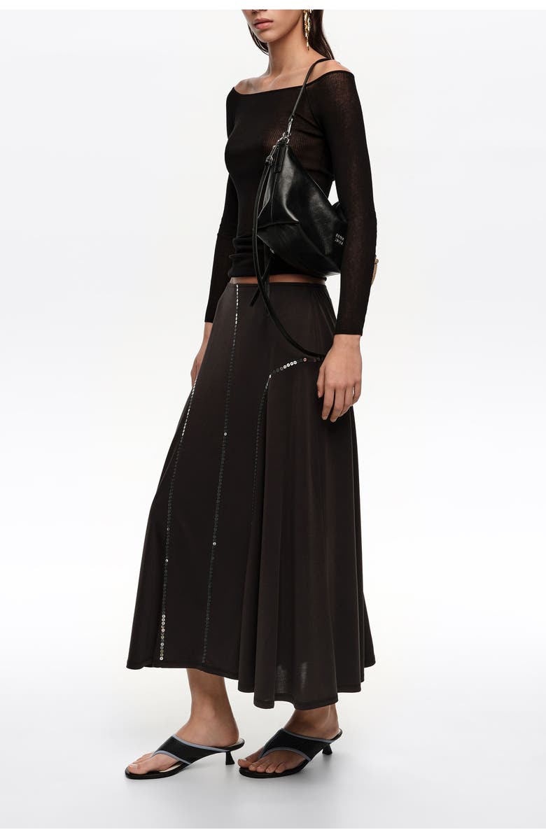 Bimba y Lola Medium Leather Trapecio Bag, Alternate, color, Black