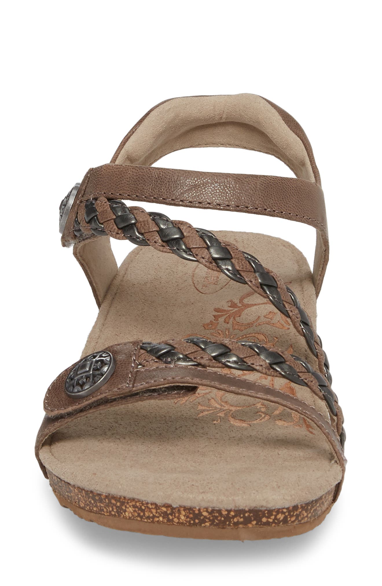 Aetrex Jillian Braided Leather Strap Sandal, Alternate, color, 
