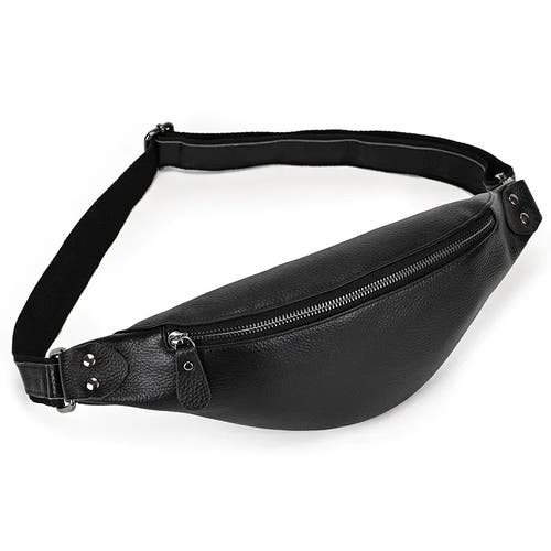 Steel Horse Leather The Walcott Leather Waist Bag | Black Leather Fanny Pack In Black