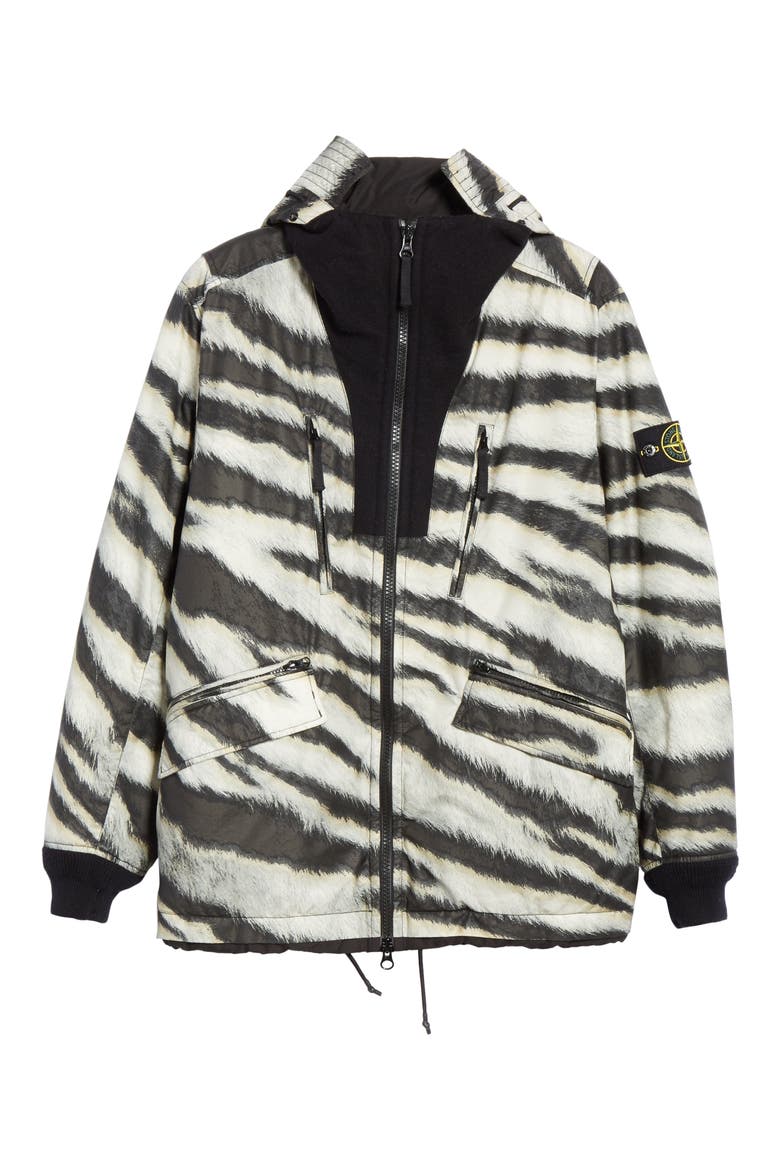 Zebra Print Hooded Jacket, Alternate, color, BEIGE