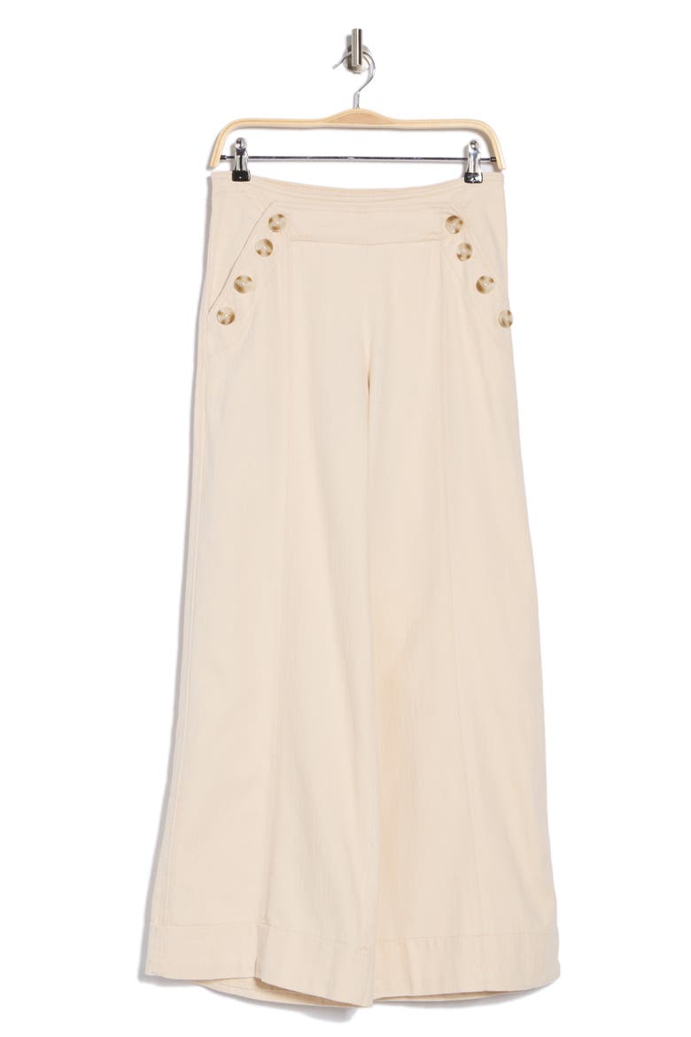 Herringbone Sailor Cotton Wide Leg Pants, Alternate, color, ECRU